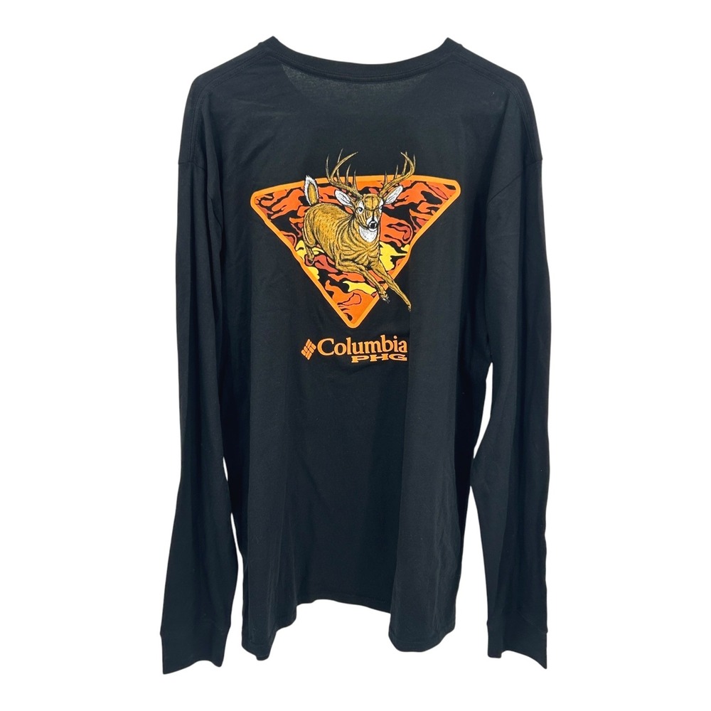 Columbia PFG Long Sleeve Shirt XL Black Deer Graphic Hunting Outdoor Cotton